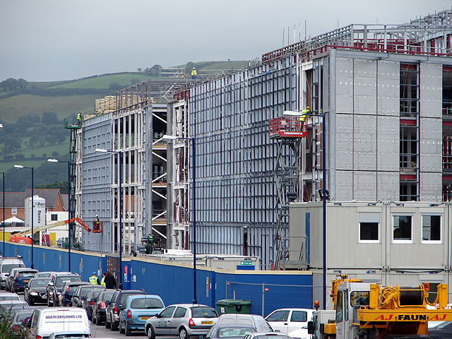 Close-up of government building construction site