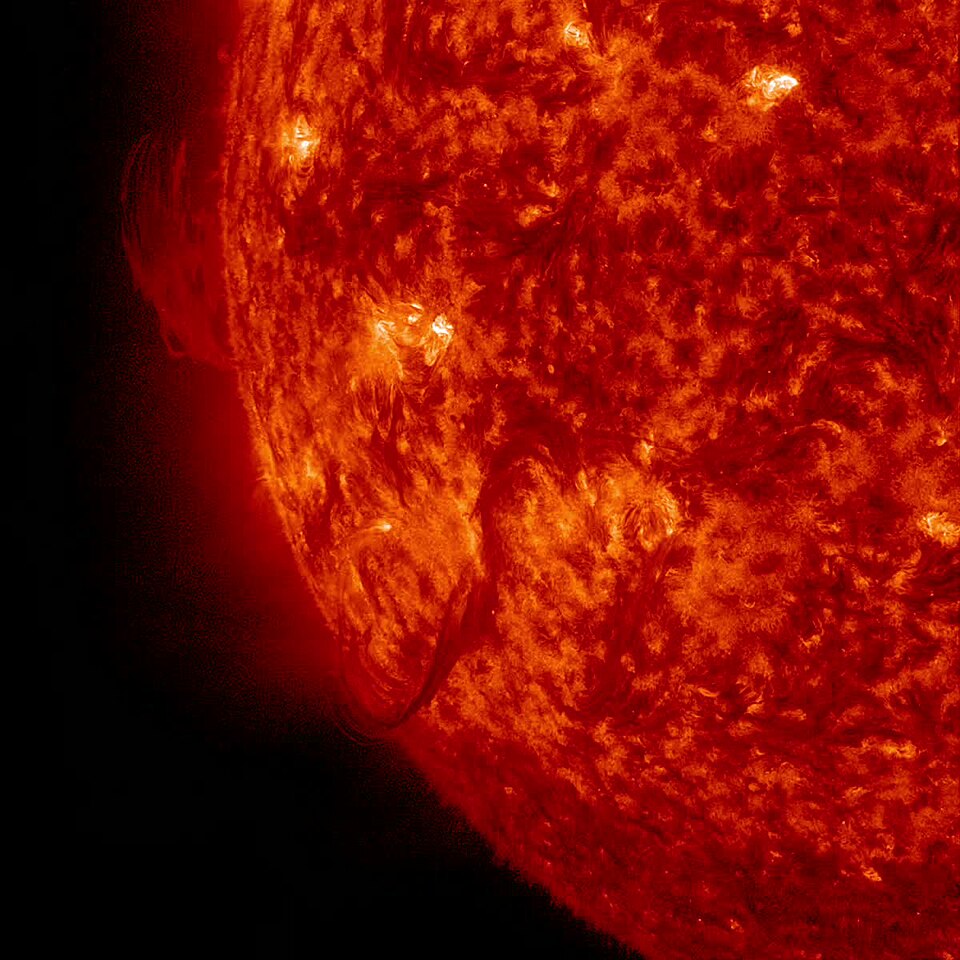 A filament (which at one point had an eerie similarity to a snake) broke away from the sun and out into space (Nov. 1, 2014). The video covers just over three hours of activity. This kind of eruptive event is called a Hyder flare. These are filaments (elongated clouds of gases above the sun's surfac