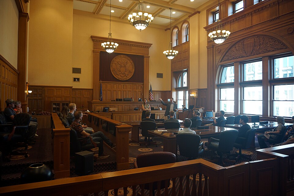 The courtroom of U.S. District Judge Hon. Brett H. Ludwig in the Federal Building during Doors Open Milwaukee 2023 in Milwaukee, Wisconsin (United States).