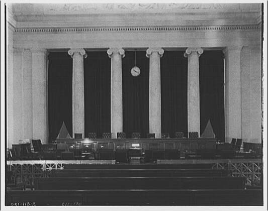 Courtroom in U.S. Supreme Court from rear.