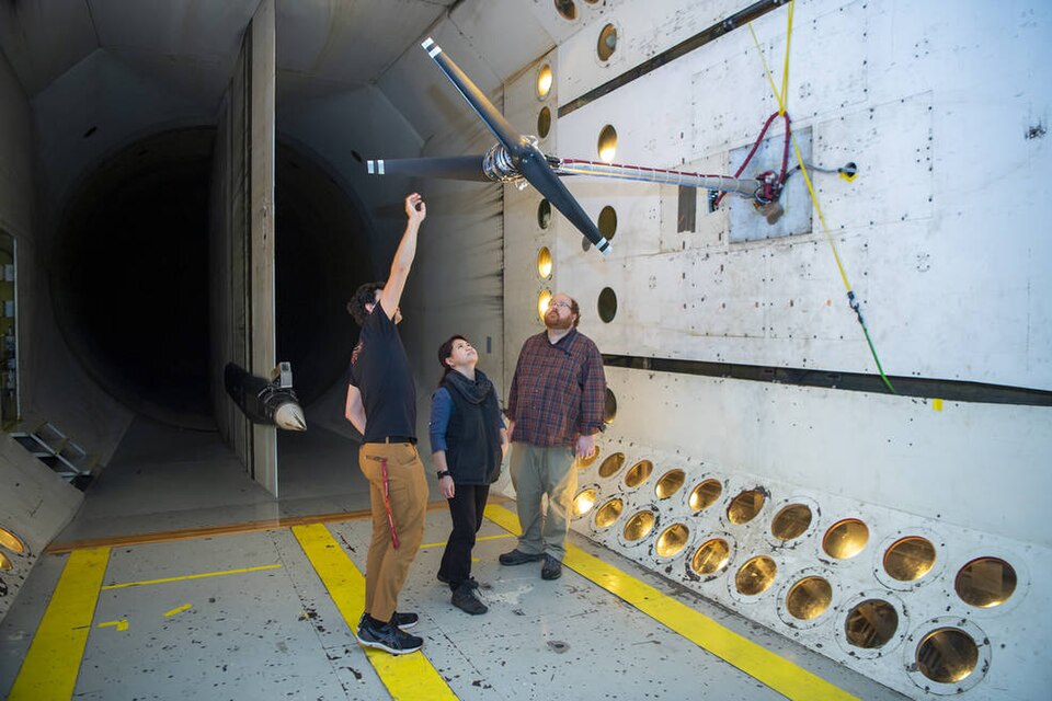 Researchers recently tested rotors for the Dragonfly spacecraft that will explore Saturn's moon Titan at NASA Langley's Transonic Dynamics Tunnel.
Credits: NASA/Harlen Capen
NASA explores the unknown in space, bringing the secrets of our solar system home so we can apply that information for the ben