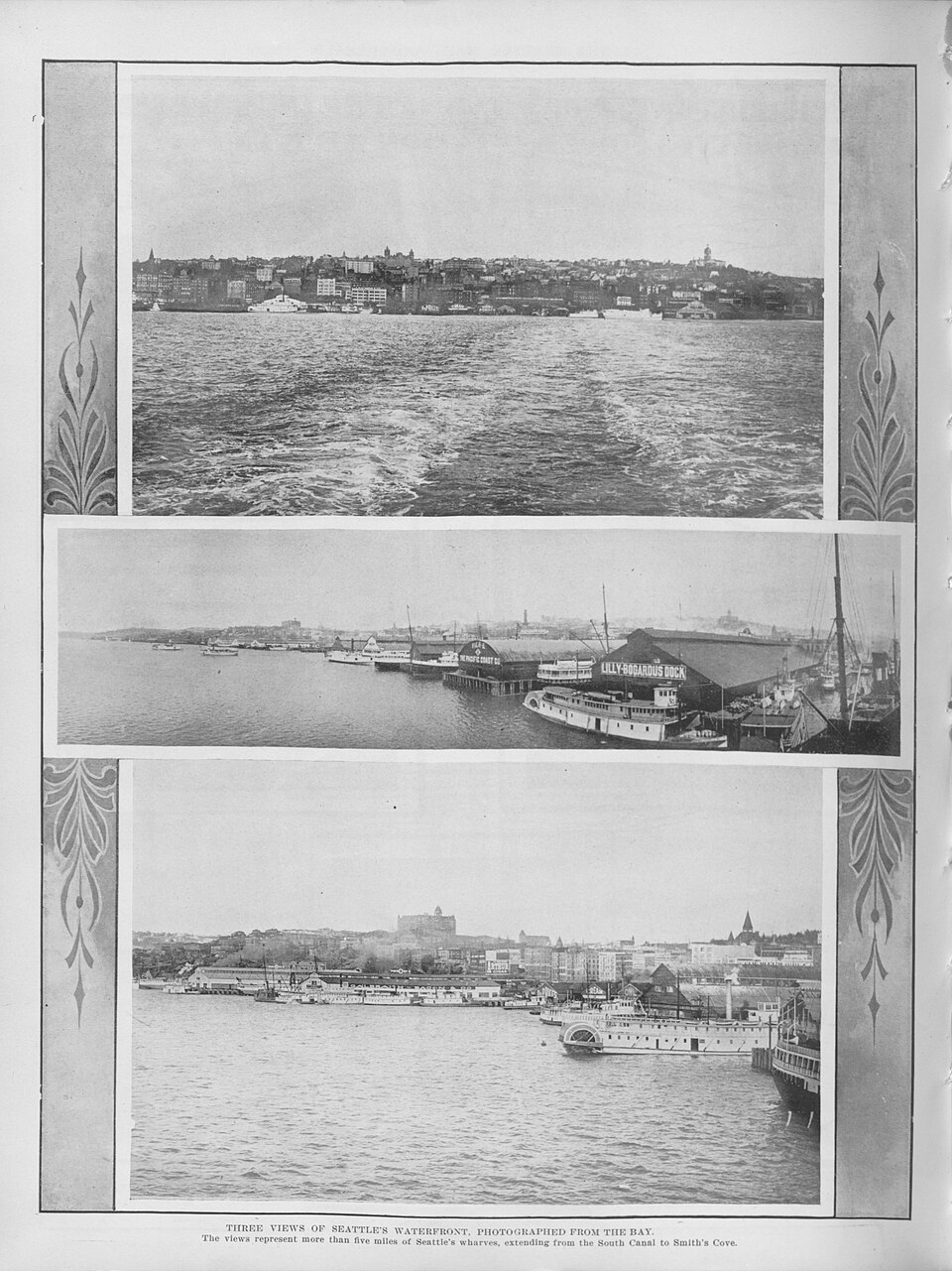 This edition (labeled "Progress Edition" rather than v.6, no. 5)  was a special 66-page edition of this weekly newspaper, which normally only ran to 16 pages.


Page 4b includes portrait of James J. Hill. He is discussed further in article on page 9. Page 5 article "Seattle A Safe Investment" discus