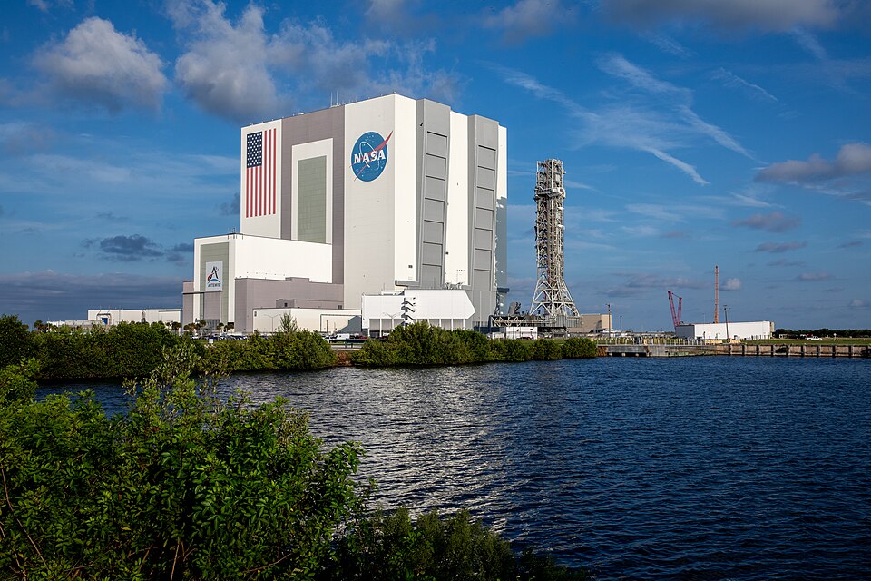 Teams with NASA’s Exploration Ground Systems Program transport the 380-foot-tall mobile launcher 1 along a 4.2-mile stretch to the iconic Vehicle Assembly Building at NASA’s Kennedy Space Center in Florida on Thursday, Oct. 3, 2024. The crawler transporter recently reached 2,500 miles traveling to t