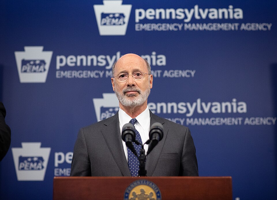 Governor Tom Wolf  speaking to reporters. Governor Tom Wolf and Secretary of Health Dr. Rachel Levine provided an update on the coronavirus known as COVID-19 and outline ongoing efforts to mitigate the virus in Pennsylvania. The Department of Health anticipates that there will be more Pennsylvanians