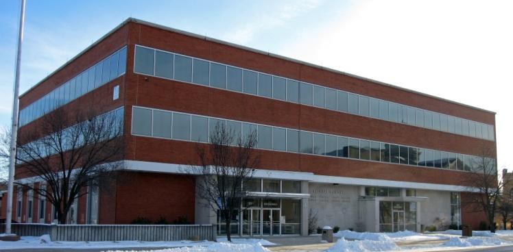 Exterior view of the Hannibal Federal Building and U.S. Courthouse in Hannibal, Missouri, which hosts the Northern Division of the United States District Court for the Eastern District of Missouri.