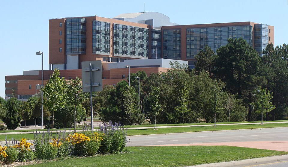 One of the buildings at The UC Denver HSC, Aurora, Anschutz Medical campus.