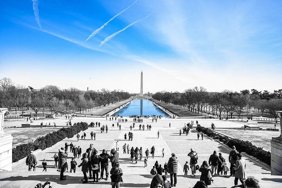 View from Lincoln's Memorial to denote the sky is the limit for people in this country!