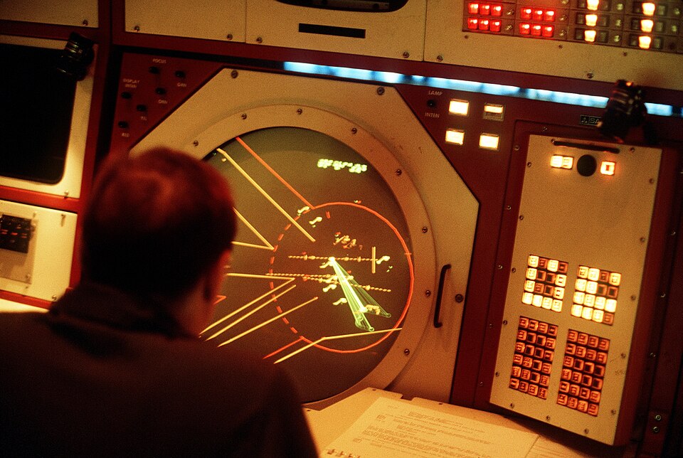 An AIRMAN monitors a radar screen inside the Berlin Air Route Traffic Control Facility at Templehof Central Airport. The facility is operated by members of the 1946th Information Systems Squadron.