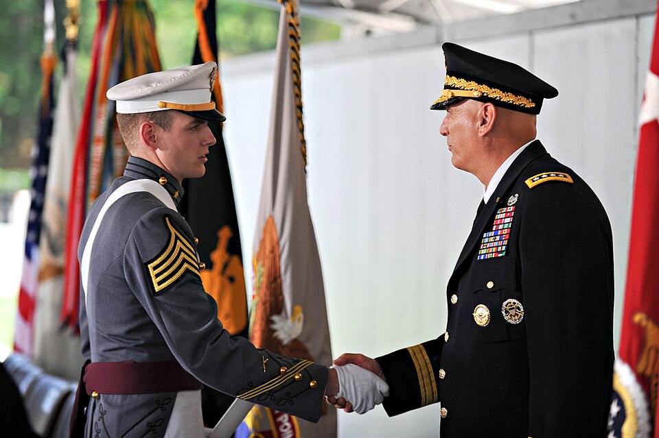Army Chief of Staff Gen. Ray Odierno shakes hands with cadets during commencement exercises for the class of 2012 at the U.S. Military Academy at West Point, N.Y., May 26, 2012.