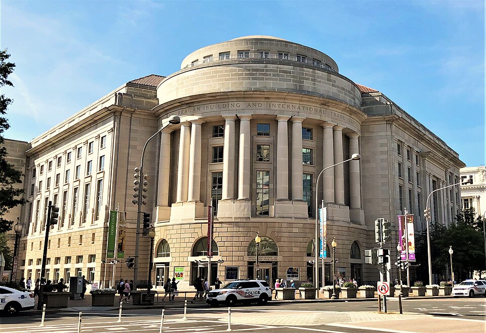 The Ronald Reagan Building and International Trade Center, located at 1300 Pennsylvania Avenue NW in Washington, D.C., was built from 1989 to 1998, and was designed by James Ingo Freed of Pei Cobb Freed &amp; Partners in the neo-Classical style. It was the first federal building in Washington design