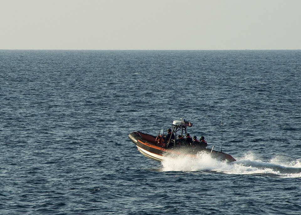 A Non Compliant Vessel Pursuit team from the Coast Guard Cutter Boutwell, a 378-foot high endurance 