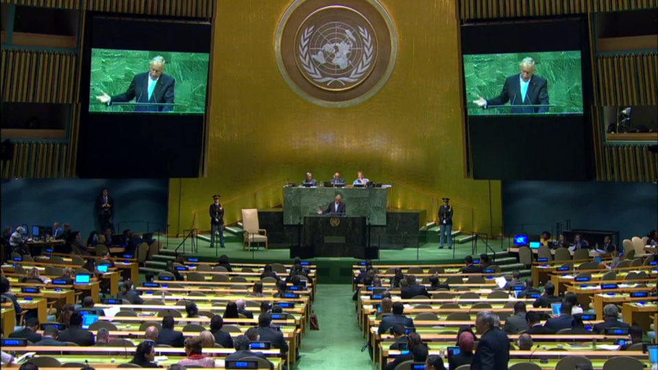 President of the Portuguese Republic Marcelo Rebelo de Sousa addresses the General Debate of the seventy-third session of the United Nations General Assembly, on 26 September 2018.