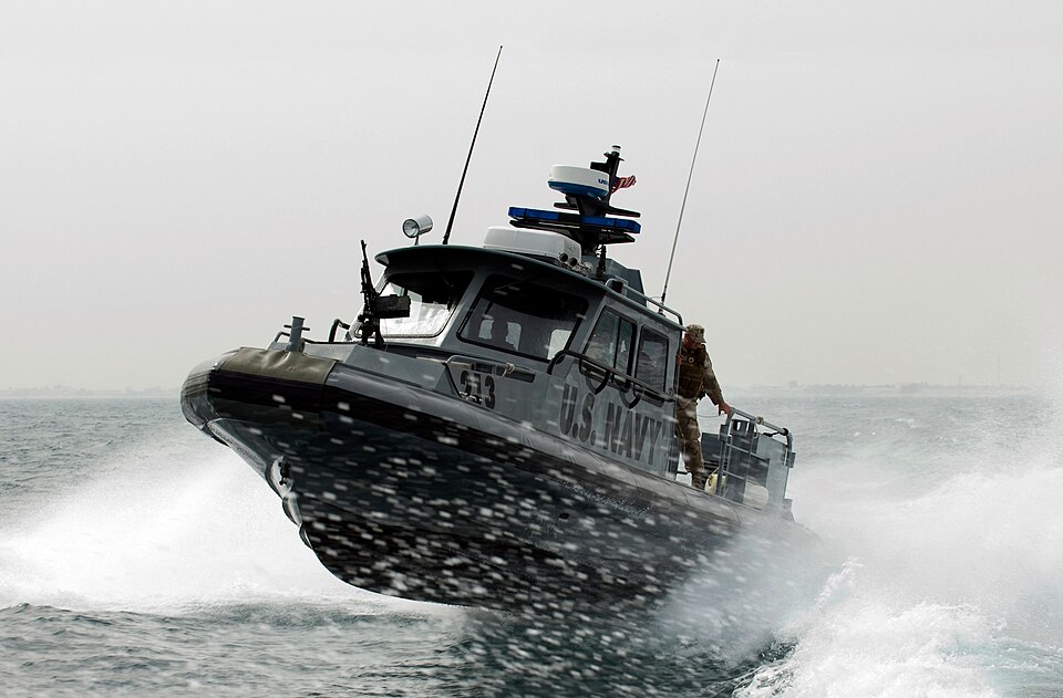 KUWAIT NAVAL BASE (Feb. 10, 2009) A port security boat assigned to Martime Expeditionary Squadron (MSRON) 1 patrols the waters near Kuwait Naval Base. MSRON-1 is deployed supporting maritime security operations and port security operations in the U.S. 5th Fleet area of responsibility. (U.S. Navy pho