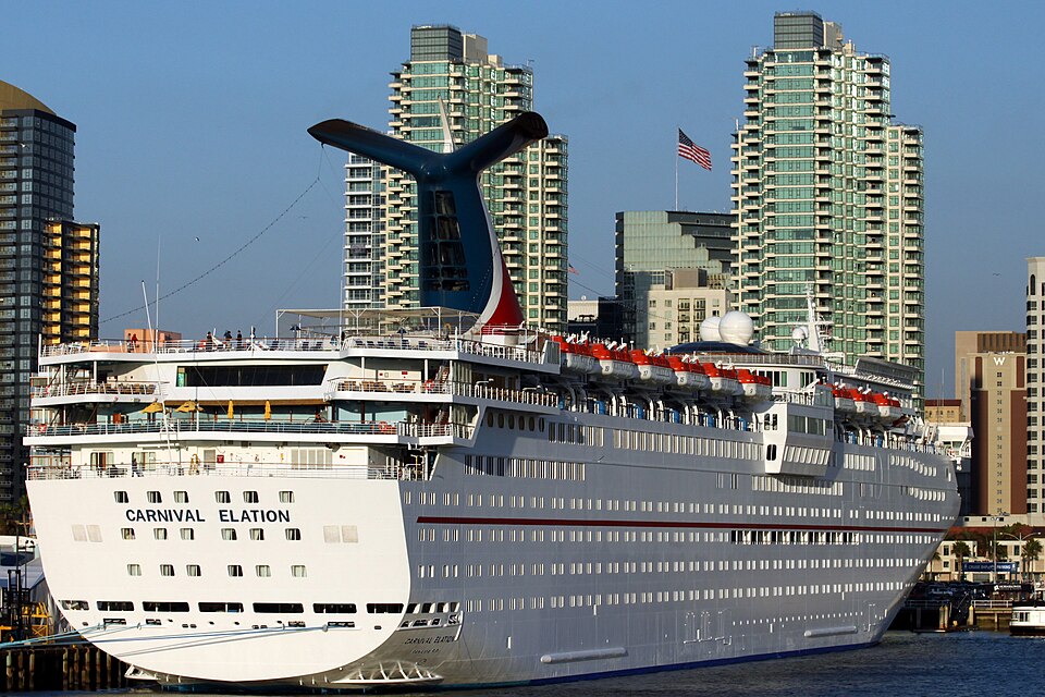 Cruise Ship Carnival Elation docked in San Diego Harbor, California