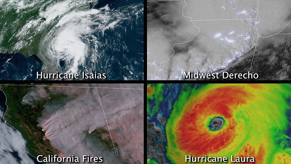 Did you know that this past August, the contiguous U.S. saw at least four different billion-dollar disasters? There were hurricanes Isaias and Laura, the California wildfires, and the Midwest derecho. NOAA’s GOES-R series of satellites were able to monitor these events utilizing their Advanced Basel
