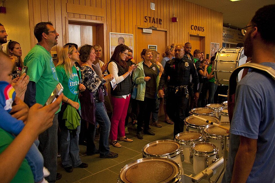 Milwaukee public school teachers, parents, students and supporters staged a large picket line outside MPS administration building on Vliet Street on Milwaukee's west side late Tuesday afternoon. 
The purpose was to protest yet another round of funding cuts to K-12 schools in Milwaukee. Classrooms an