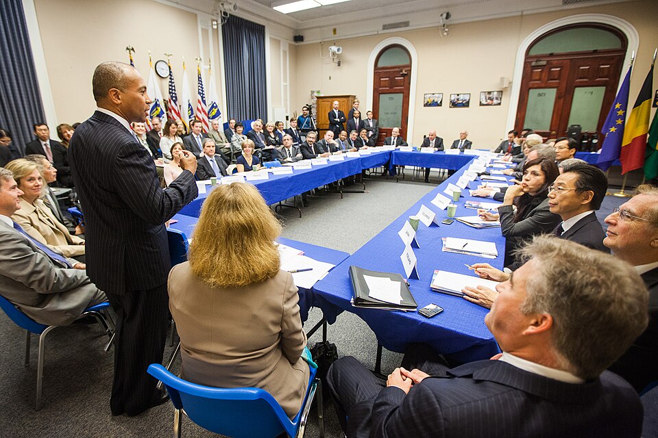 Thursday, October 4, 2012 - Governor Patrick hosts an innovation economy briefing with the Consular Corps in the Press Briefing Room at the State House. (Photo: Eric Haynes / Governor's Office)