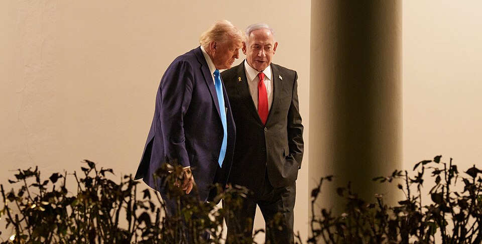 On February 4, 2025, President Donald Trump welcomes Israeli Prime Minister Benjamin Netanyahu at the White House.
