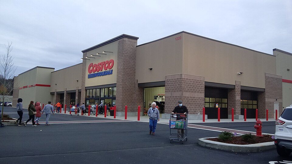 This is the exterior of a typical Costco Wholesale Club store that was built recently.