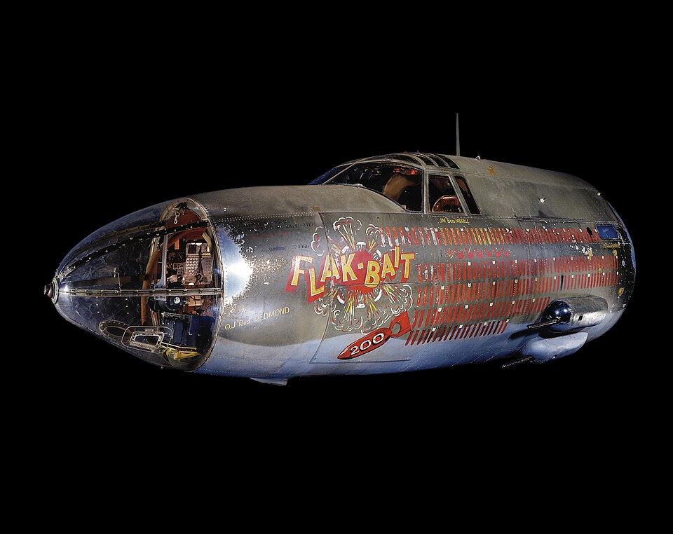 Twin engine medium bomber.; Wing Span 2,160 cm (850 in.), Length 1,780 cm (701 in.), Height 660 cm (260 in.), Weight 10,886 kg (23,999 lb); Project engineer Peyton M. Magruder designed the Glenn L. Martin Company's B-26 Marauder in response to an Army Air Corps specification issued in January 1939. 