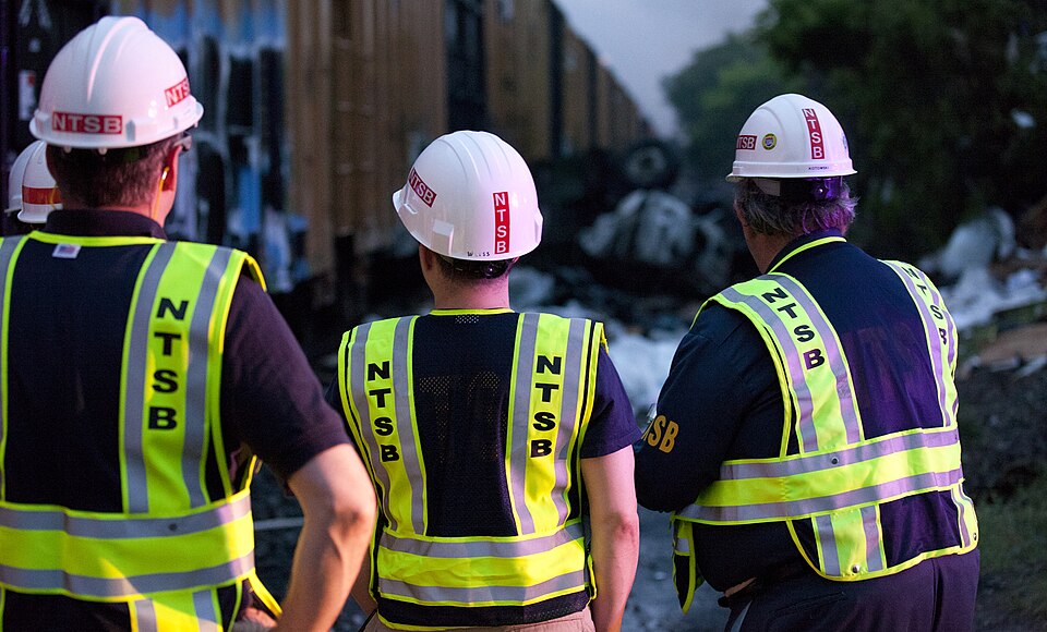 NTSB team on the scene of the highway/railroad grade crossing accident in White Marsh, MD.