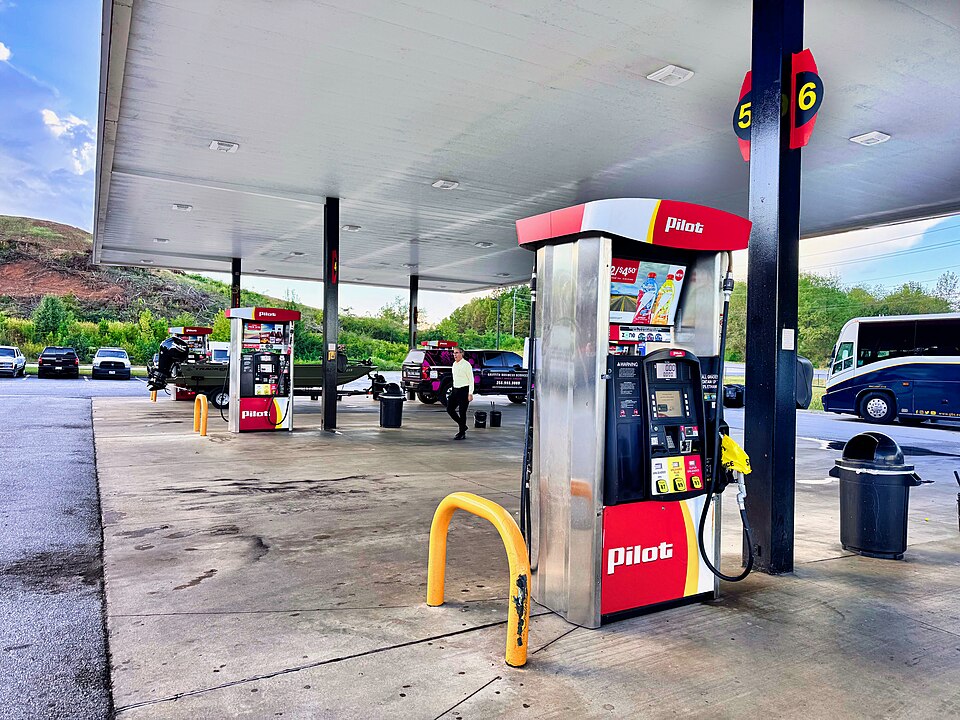 Fuel pumps at a Pilot Flying J gas station in Cleveland, Tennessee
