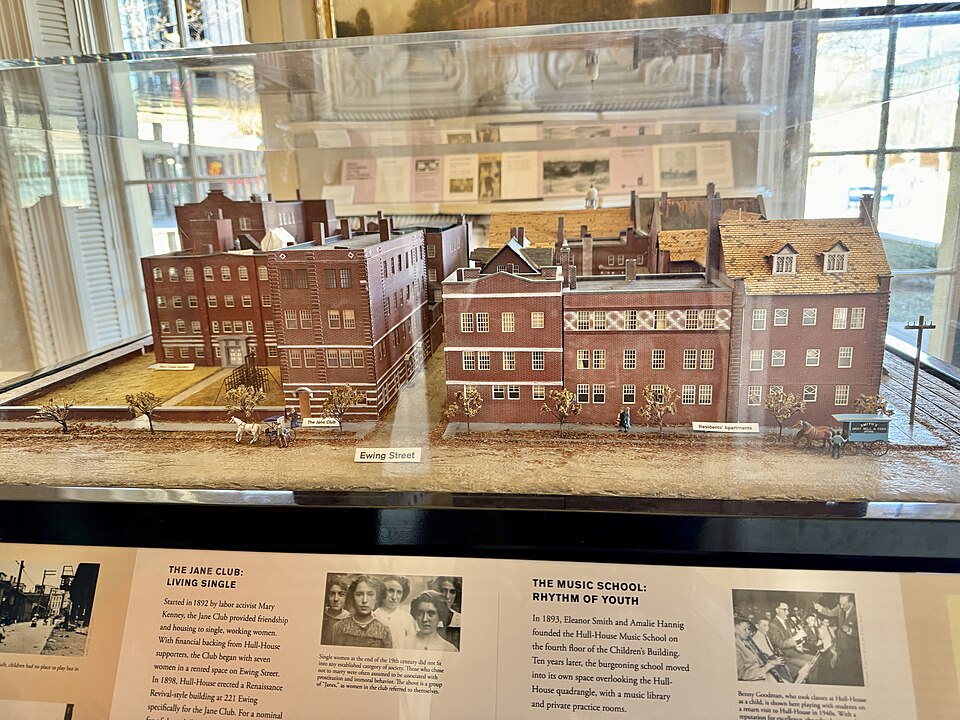 Built in 1856, this Italianate-style house was built for Charles Jerald Hull in an area of Chicago that was, at the time, a fashionable residential district west of Downtown.  By 1889, the neighborhood had changed into a densely-populated community inhabited by impoverished immigrant families, and t