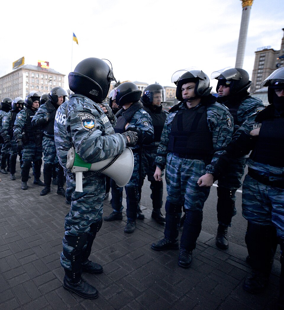Street scene in Kiev involving Berkut riot police, November 29, 2013.