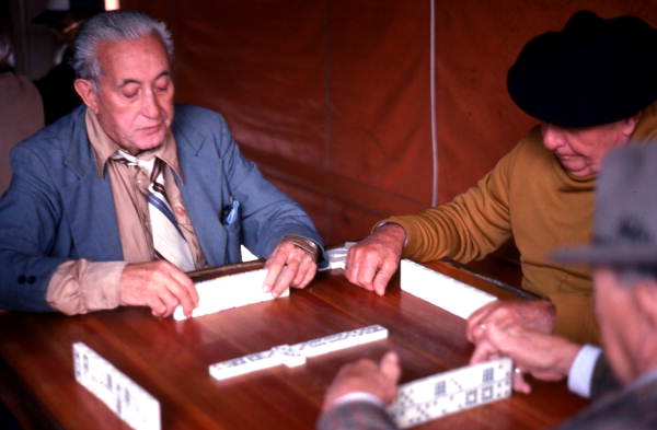 Local call number: FS8034A
Title: Cuban American men playing dominoes in Little Havana: Miami, Florida
Date: ca. 1975
Accompanying note: "Hispanic traditions are visible everywhere in 'Little Havana,' where Latin folklife is a wonderful asset to commerce and culture. Dominoes is a game that has grea