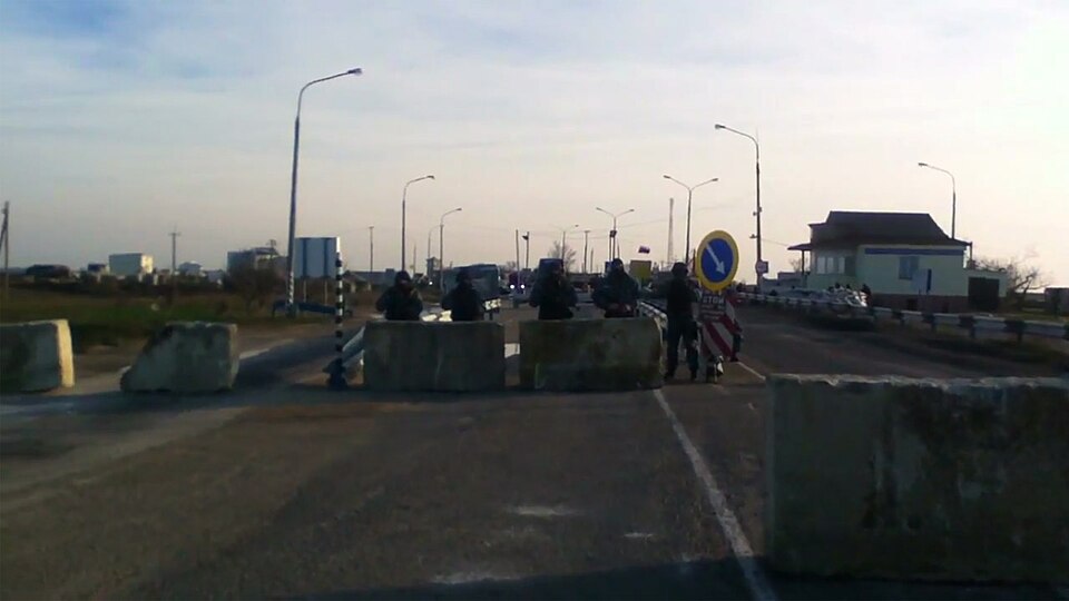 Russian military checkpoint near Chonhar, Kherson Oblast, Ukraine