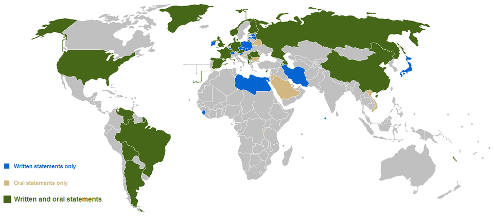 Map of countries that supplied written statements to the International Court of Justice regarding th