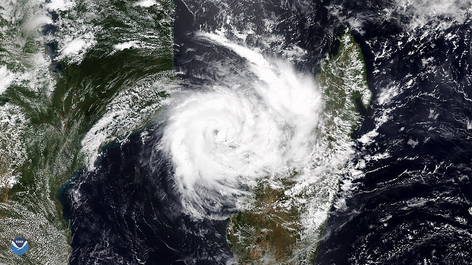 Tropical Cyclone Idai rapidly strengthened to a Category 3 storm in the warm waters of the Mozambique Channel over the weekend. This image, seen from the NOAA-20 polar orbiting satellite on March 10, 2019, shows Idai brushing the island of Madagascar before it gradually moves south and west toward t