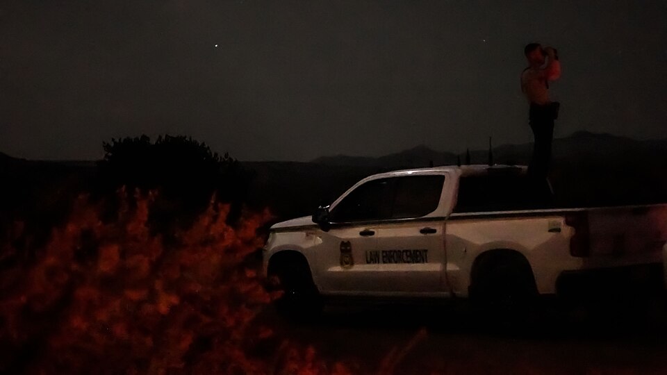 USDA Forest Service Law Enforcement and Investigations at work on the Tonto National Forest, Arizona. 
Here, Law Enforcement Officer Stephen Yasinosky conducts night patrols on the forest.

(USDA Forest Service photo by Preston Keres)