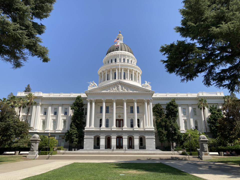 California State Capitol Building front view taken during daytime, July 30, 2021