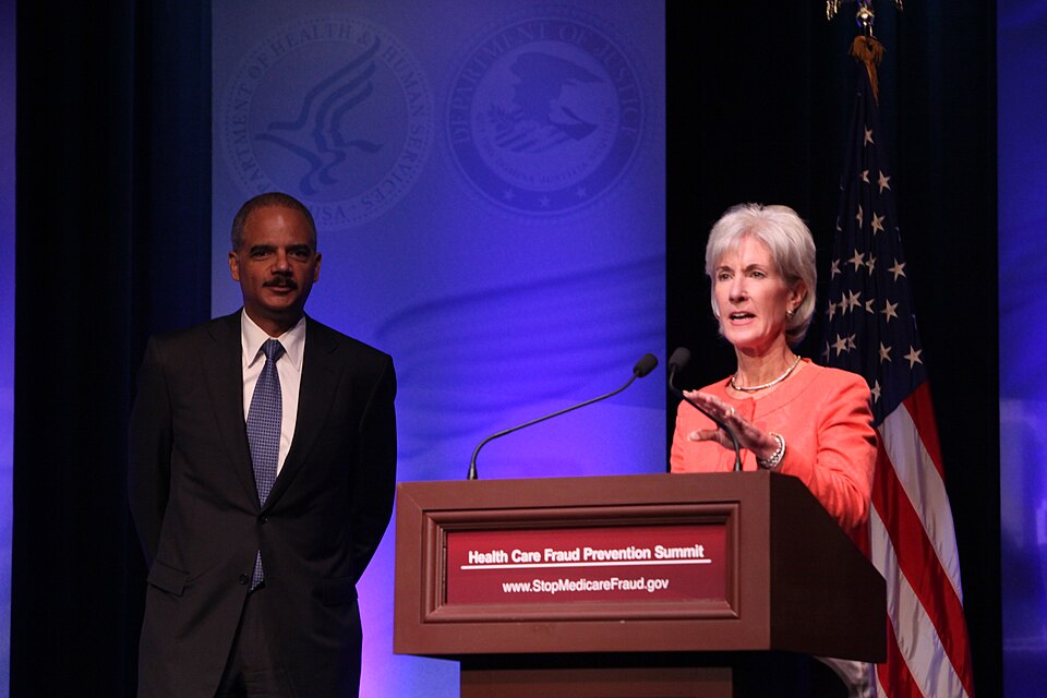 Health and Human Services Secretary Kathleen Sebelius delivers opening remarks at the Los Angeles Health Care Fraud Prevention Summit. The summit is the second in a series of events designed to increase awareness about health care fraud and increase collaboration between the U.S. Department of Healt