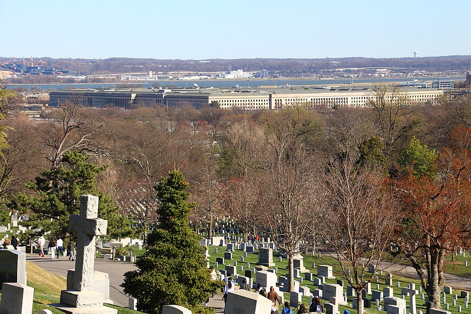 The Pentagon, as seen from Arlington House in Arlington National Cemetery.