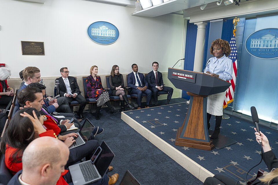 Press Secretary Karine Jean-Pierre speaks during a daily briefing, Tuesday, March 5, 2024, in the James S. Brady Press Briefing Room of the White House. (Official White House Photo by Oliver Contreras)