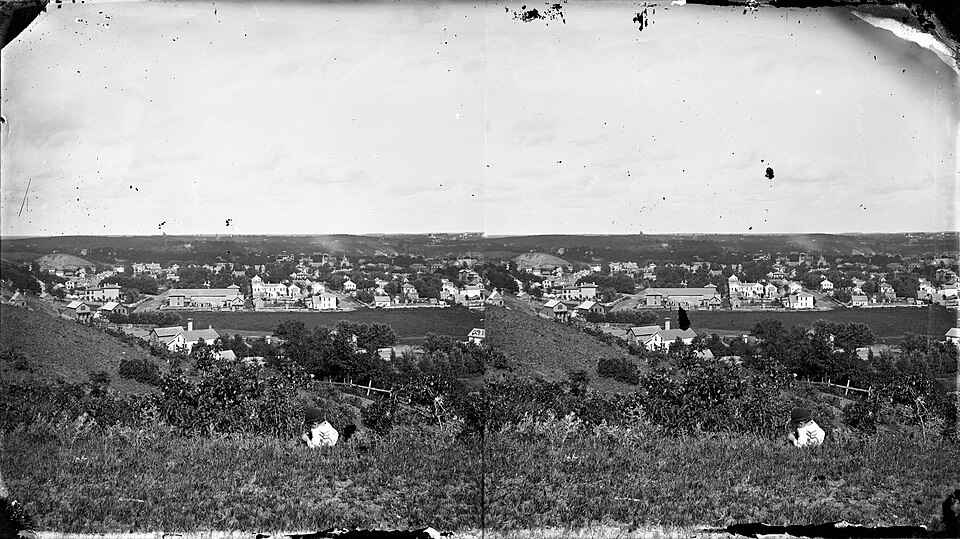Photo taken from Mt. Airy bluff, just east of Jackson Street, looking east towards the Railroad Isla