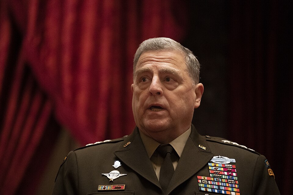 Army Gen. Mark A. Milley, chairman of the Joint Chiefs of Staff, speaks during an award ceremony for Capitol Police Officer Eugene Goodman as he is presented the Joint Meritorious Civilian Service Award in the Old Senate Chamber for his actions in protecting lawmakers and others during the Jan. 6, 2