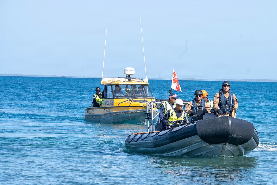 From right, Cpl. Olie Soane and Cpl. Vea Sitalatif, Tongan Maritime Force search and rescue speciali