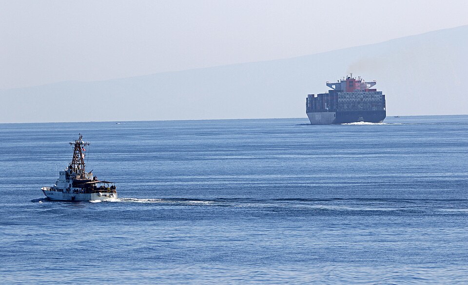 STRAIT OF HORMUZ (Dec. 2, 2020) The U.S. Coast Guard cutter USCGC Aquidneck (WPB 1309) transits the Strait of Hormuz, Dec. 2, 2020. Squall is deployed to the U.S. 5th Fleet area of operations in support of naval operations to ensure maritime stability and security in the Central Region, connecting t