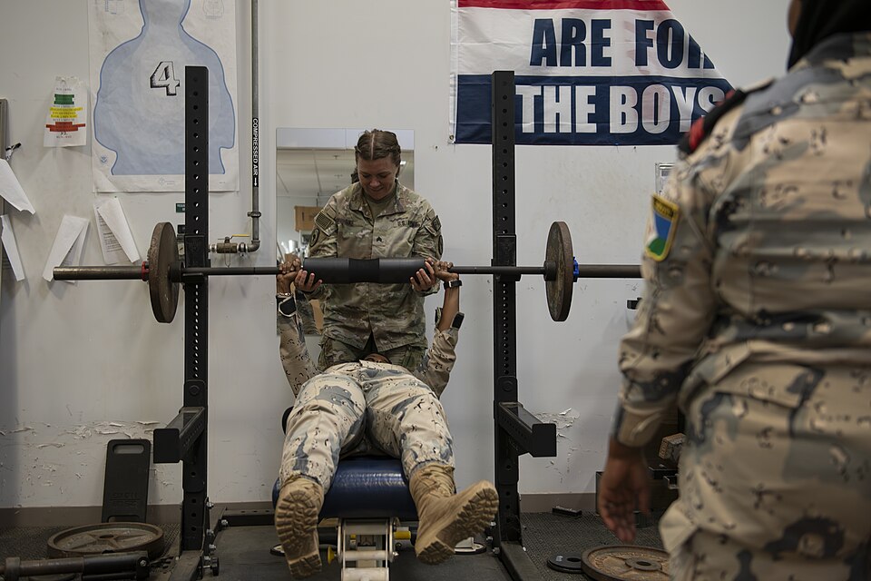 U.S. Army Sgt. Lark Sine, a mass communicator assigned to Combined Joint Task Force – Horn of Africa (CJTF-HOA), participates in a knowledge exchange with women from the Djiboutian Coast Guard and Djiboutian Navy during Sea Sisters, part of Exercise Bull Shark 25-1, at Camp Lemonnier, Djibouti, Nov.