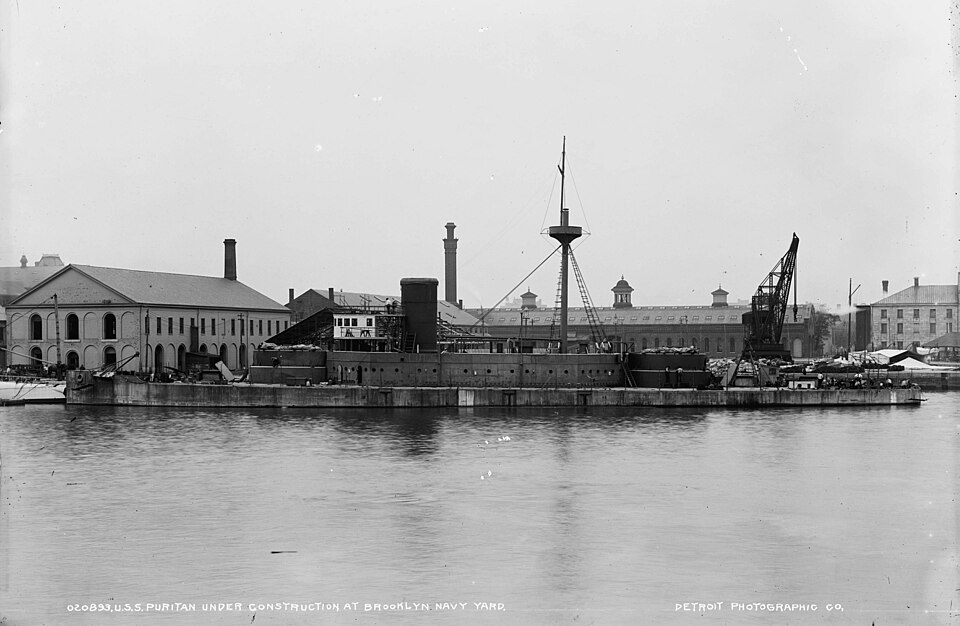 BM-1 Puritan
The Puritan represented the highest development of the monitor type of warship ever constructed. It was heavily protected with steel armor and its low freeboard made it almost an impossible target. As a vessel for coast and harbor defense pure and simple it possessed capabilities of eno