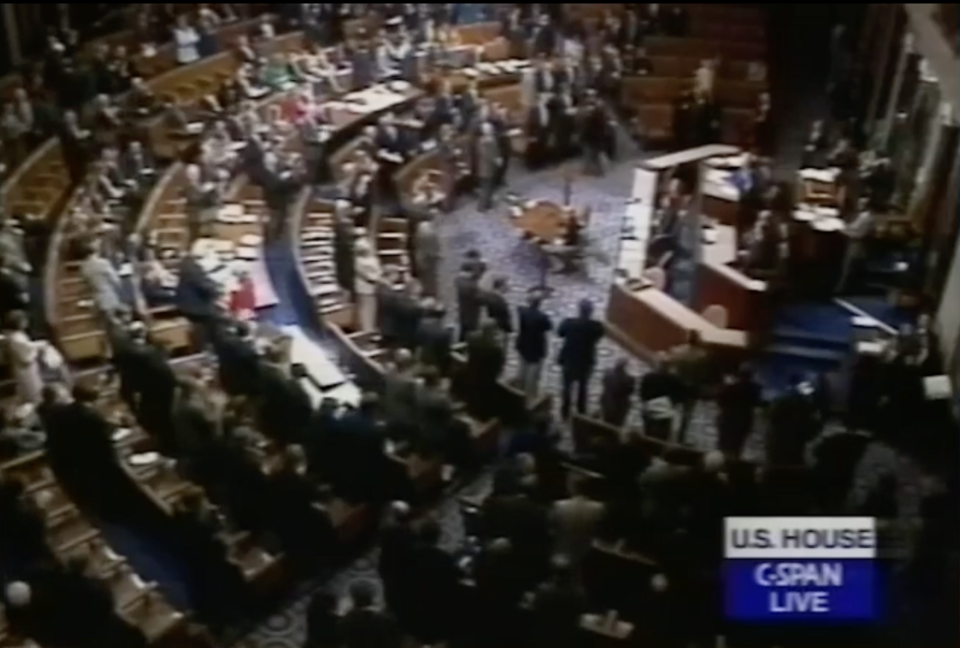 C-SPAN archival footage of House floor debate on the articles of impeachment proposed to impeach Bill Clinton