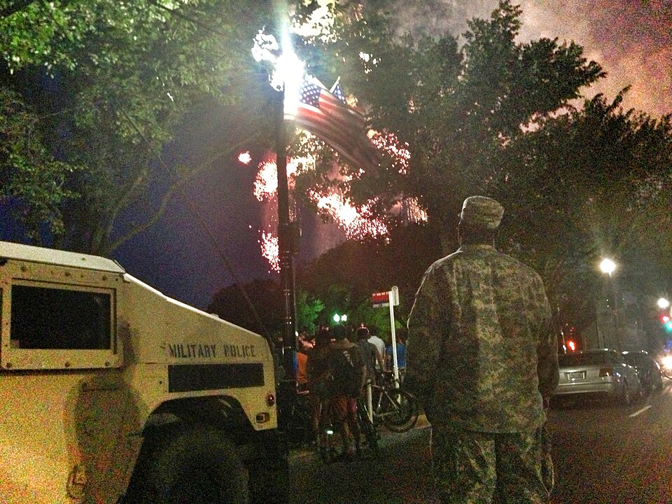 Over 100 District of Columbia National Guard soldiers and airmen were on duty July 4 to assist local and federal agencies during the Independence Day celebration on the National Mall. The annual mission included traffic control, crowd management and emergency response support. (U.S. Army Photo by 1s