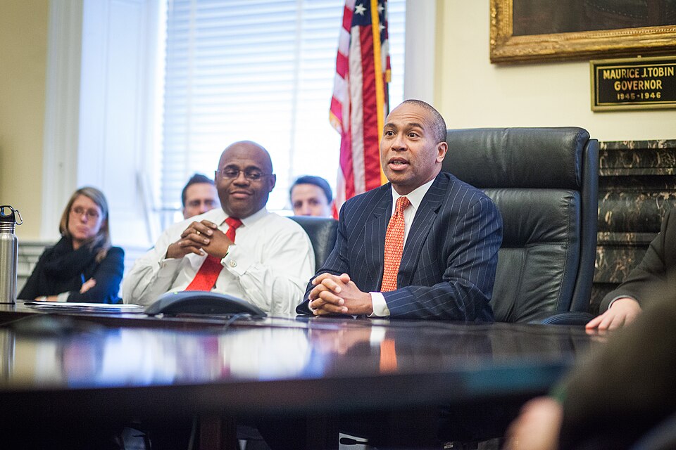 Wednesday, November 7, 2012 - Governor Patrick and his Chief of Staff Mo Cowen talk with Governor’s Office Staff about the results of the previous day’s election that saw President Obama re-elected and Elizabeth Warren Elected to the United States Senate. (Photo: Eric Haynes / Governor’s Office)