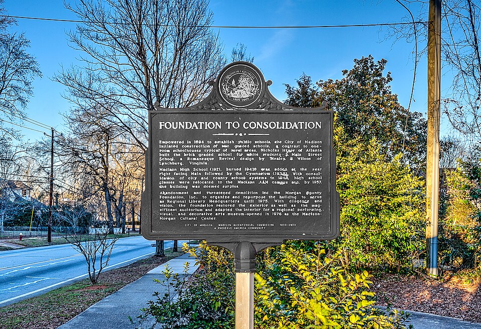 Foundation to Consolidation



Empowered in 1894 to establish public schools, the City of Madison initiated construction of two graded schools, a contrast to one-room schoolhouses typical of rural areas. Nicholas Ittner of Atlanta built the brick graded school for white students – S. Main Street Sch