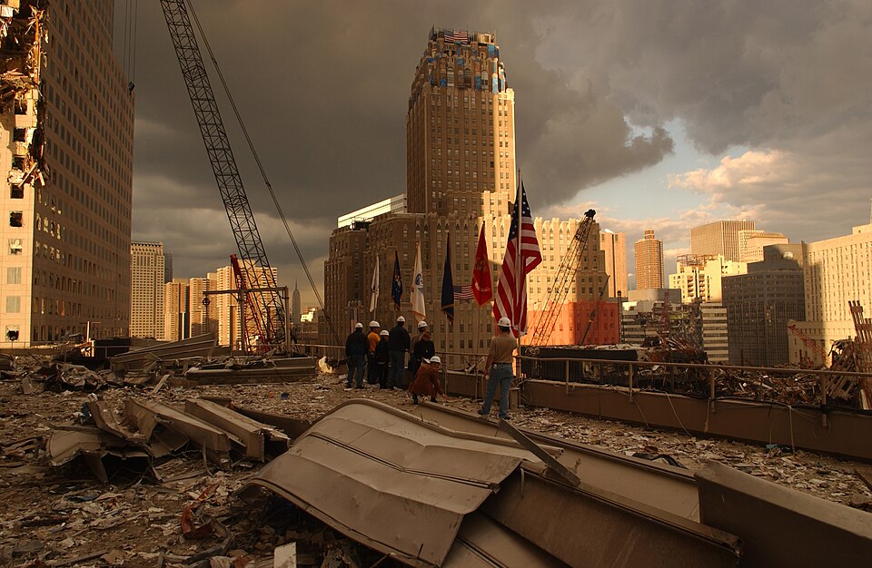 New York, NY, September 28, 2001 -- Debris on surrounding roofs at the site of the World Trade Center.  Photo by Andrea Booher/ FEMA News Photo
