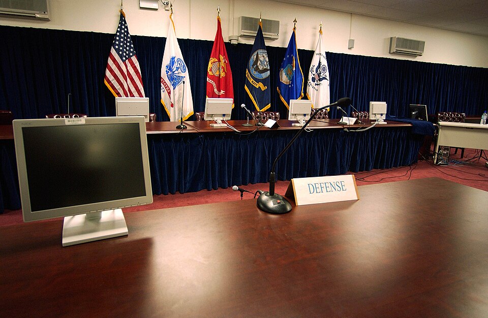 Guantanamo Bay, Cuba (Aug. 13, 2004) - Commissions building courtroom at Guantanamo Bay, Cuba. Pentagon officials have allowed some 65 media members to come to the base nicknamed "Gitmo" to cover preliminary hearings for the first four detainees to be charged with war crimes. Hearings are scheduled 
