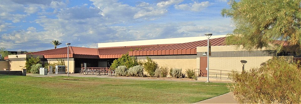 The Academic Center Building at 5988 South Backus Mall on the Polytechnic campus of Arizona State University in Mesa, Arizona, houses the campus library, ASU Counseling Services, Computing Commons, the Career and Professional Development Services Center, American Indian Student Support Services, and